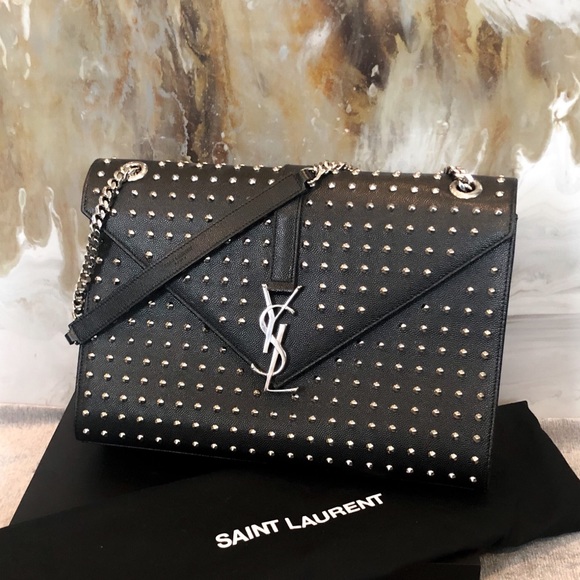 Saint Laurent Handbags - Rare Saint Laurent Large Studded Envelope Satchel